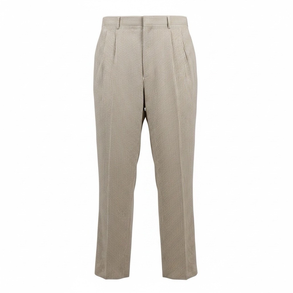 HABAND Mens Vintage Seersucker Trouser Pants Size 40M Tan/White